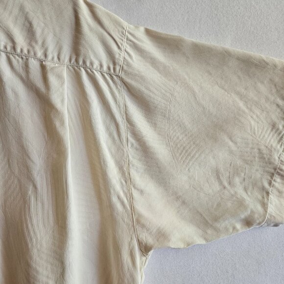 Tommy Bahama Silk Button Down Cream Short Sleeved Shirt Mens XL Relax Fit - Picture 9 of 15